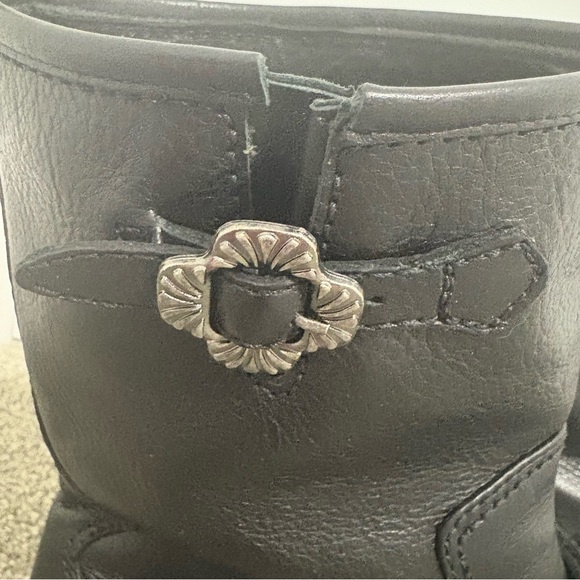 Larroude Hardy Boot Western Buckle Moto Black Leather‎ Women's Size 8 - Picture 14 of 15